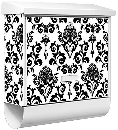 banjado® Burgwächter Briefkasten Weiß 38x39x12cm mit Motiv Barock/Briefkasten mit Zeitungsfach/Briefkasten mit Zeitungsrolle/Postkasten inkl. Montagematerial & 2 Schlüsseln