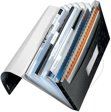 Leitz WOW Projektmapp, 6 fack, A4, gummiband, svart, 45890095