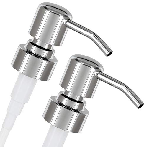 ALTGLAS Pompa del Dispenser di Sapone 'Zagreb' in Acciaio Inox per Dosatore | Cromo d'Argento • 2 Pezzi • Pompa di Ricambio con Filettatura da 27-28 mm • Dispenser di Sapone Upcycling da Bottiglie Usate