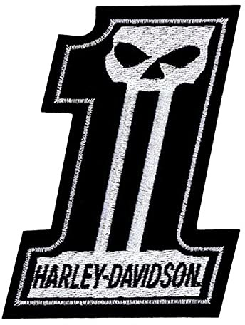 Harley-Davidson 3 in. Embroidered Dark Custom #1 Skull Small Emblem Sew-On Patch