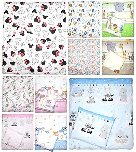 Primawela 2 oder 4 teiliges Set 70x78 für Baby Wiege Kinderwagen Beistellbett Bettwäsche (Flowers, 2 Teilig)