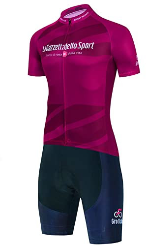 Herren Fahrradtrikot, Radtrikot Set Herren Damen Fahrrad Trikot Kurzarm Radhose Trägerhose mit 5D-Gel-gepolsterten Shorts, Fahrradbekleidung Set für Mountainbikes (Rotwein,4XL)