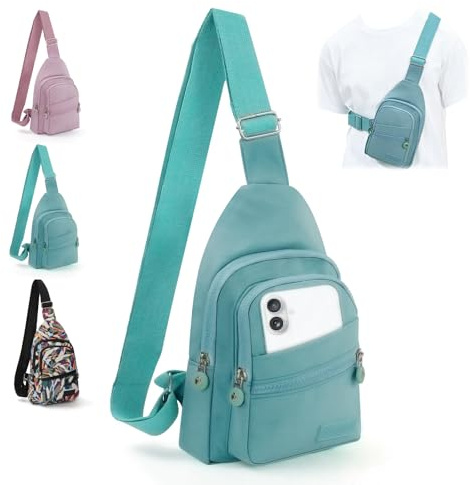 MOAMUN Sportivo Zaino Monospalla, Impermeabile Borsa a tracolla Portatile Nylon Petto Borsa Monospalla con Foro per Auricolare Vita Lavoro Outdoor Viaggio Ciclismo Donna