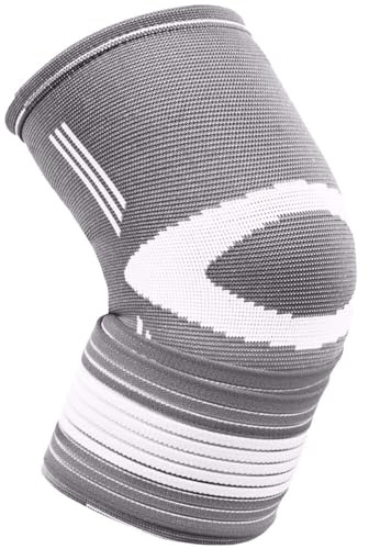 Bionix Knee Brace for Women and Men – Knee Compression Sleeve with Adjustable Knee Support Strap - for Running, Gym, Meniscus Tear, Arthritis, Tendinitis, Sport, and ACL – Pack of 1 - (Grey - L/XL)