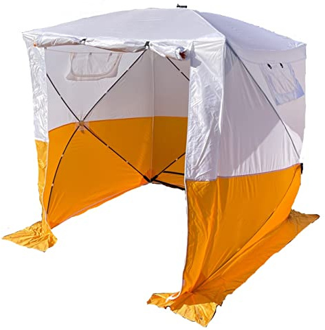 Byggtält, monteringstält, vikbart tält, byggplatstält, pop up-tält, tält, orange/vit