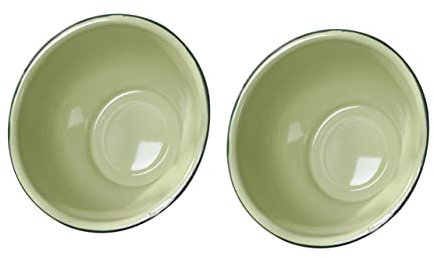 minkissy 2pcs Retro Style Soup Bowls Lids Serving Bowls Enamel Soup Basin for Home Restaurant Buffet