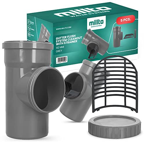 5x Fallrohrfilter DN 100 Ø 110 mm Grau Regenrohfilter mit Sieb Regenrohrablauf Regensammler Dachrinnenschutz Dachrinnen Laubschutz Regenwasser Regentonne Regenwasserfilter