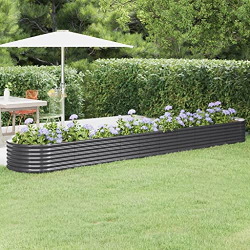 puraday Hochbeete Für Garten 440x80x36 cm Blumenkasten Pflanzkasten Terrasse Pflanzkübel Gemüsebeet Kräuterspirale XXL Hochbeet Metall Hochbeet Stahl Hochbeet Groß XXL Gartenbeet Anthrazit