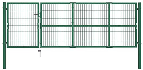 RAUGAJ Garden Fence Gate with Posts 350x100 cm Steel Green,Item colour-Green