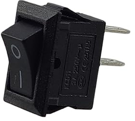 Mini-Wippenschalter, Einbau Wippschalter, Kippschalter, Geräteschalter, 250V 3A AC/DC, (6V 9V 12V 24V 125V) schwarz rechteckig 9 x 13 mm, 2 Polig EIN/AUS