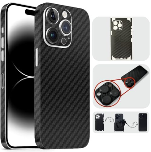 TF Skins kompatibel mit iPhone 15 Pro, Skin Schutzfolie mit 360° Schutz, super dünn und resistent (Carbon Schwarz)