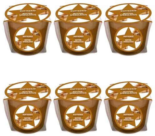pajoma® Mini Duftkerze 6er-Set, Spekulatius - Weihnachten Edition | 45g Wachsgewicht, Brenndauer: 10 Stunden, in edler Geschenkverpackung | Premium Qualität