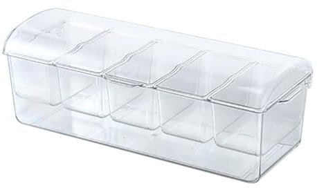 Wzxhew # Bar-Serviertablett auf Eis mit 5 Fächern, Obstschalen zum Servieren von Garnierplatten mit Deckel, transparent (transparent, A)