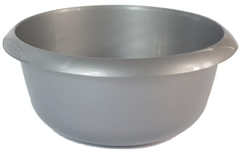 (Pack of 2) Round Kitchen Household Cleaning Washing UP Bowl, 8L Capacity, Round Plastic Assorted Colour… (2, Metallic Silver)