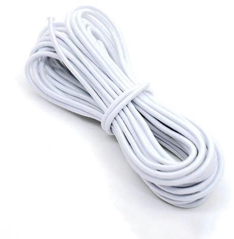 Cuerda elástica,cuerda elástica, Cuerda elástica redonda de 5 mm y 6 mm, banda de goma elástica, cordón blanco y negro, accesorio de costura for manualidades, color negro, diámetro de 5 mm a 10 metros