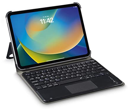 Hama Hülle mit Tastatur für iPad Air 11 2024 (Bluetooth Tastatur mit Touchpad, Standfunktion, magnetische Tablethülle, Tablet Case, für Apple iPad Air 11 Zoll, herausnehmbare Tastatur) schwarz