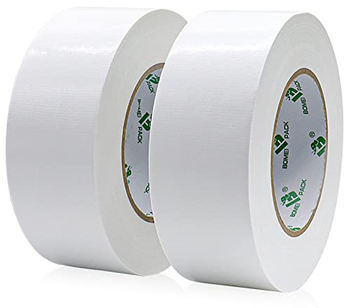 BOMEI PACK Weiß Weiss Panzertape extra stark, 50m x 50 mm – Wasserdichtes Reparaturband für innen & außen gewebeverstärktes Reparaturband, 2 Rollen