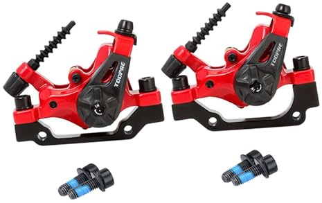 Oshhni Frein à Disque mécanique pour vélo, étrier de Frein à Disque, réparation de Double Piston, Frein à Disque de vélo pour VTT, vélo de Route, Cyclisme, Rouge, Devant et derrière