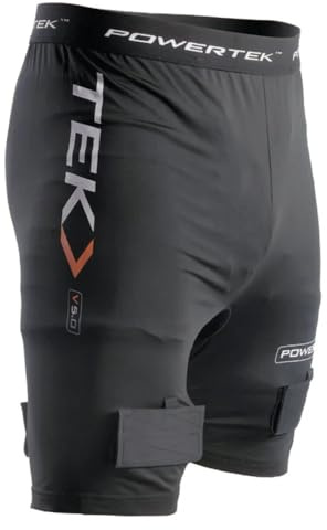 Junior Boys Compression Fit Ice Hockey Jock Shorts, Cup & Tabs for Socks (Medium)