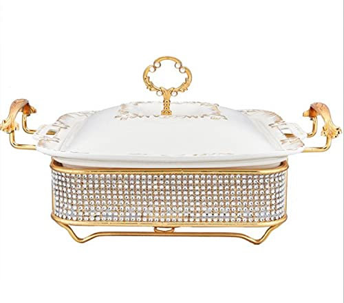 XWBLDBDFC Diamond-studded hot pot buffet stove, square ceramic buffet stove, multi-functional household soup pot 2.8L.-B||2.8L