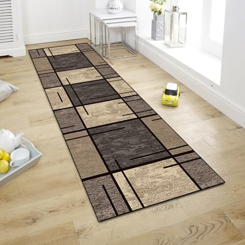 WTHYGB Teppich Läufer Flur, Küchenläufer 80x300cm rutschfest Waschbar | Bettvorleger für Waschküche, Vorzimmer, Schlafzimmer Küche und Wohnzimmer, Carpet Beige