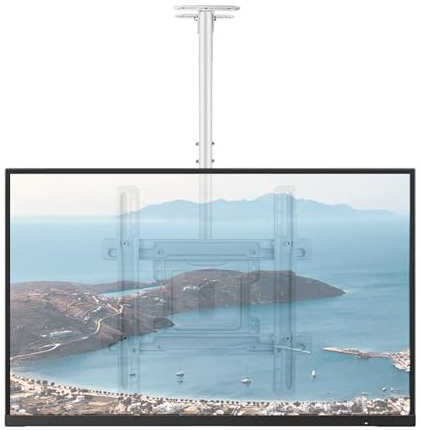 JXMTSPW Ceiling TV Bracket for 42-75 inch Flat Curved Screen Full Motion Ceiling TV Mount, Max VESA 400x400mm Hold up to 50kg Tilt Swivel Height Adjustable Hanging TV Mount White