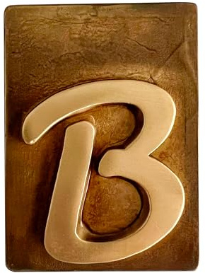 L'ARTISTICA F.LLI PERINCIOLI | Lettera Civica in Ottone | Applicabile su Piastra o Parete Adatto per Case, Lettera B, 8x6cm