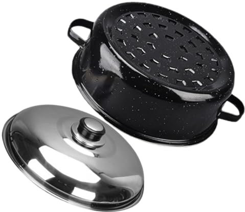 SHOWERORO Multi-function Sweet Potato Pot and Household Roasting Pan 24cm Stainless Steel Lid Daily Use Cooking Pot for Roasting Corn Chicken Wings Chestnuts Kitchen Accessory