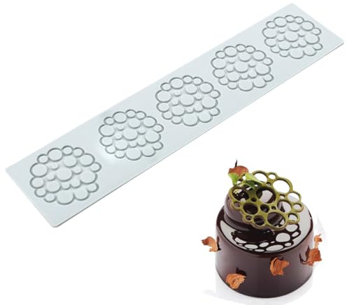 EORPAVU Moules à forme spécifique, 1 pièce moule à gâteau en dentelle silicone 5 cercles connectés bulle fondant chocolat artisanat moule à impression pour la décoration de gâteau (gris)