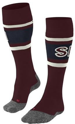 FALKE Women's SK2 Intermediate Wool W Kh Wool Functional Yarn Warm Thick 1 Pair Skiing Socks, Red Merlot 8117 Trend, 7-8