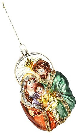 WESIEVYA Glas Weihnachtsbaum Hängeornament Heilige Familie Dekoration Weihnachtsbaum Anhänger Weihnachtsdeko Hängeobjekt Für Fenster Weihnachtsparty