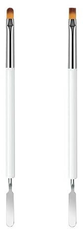 Nail Brushes, 2Pcs Nail Art Brushes, Dual-Ended Polygel Brush & Picker tool, Magic Extender Gel Tool for UV/LED Nail Art, Acrylic Nails Extension, Extensions Builder, White