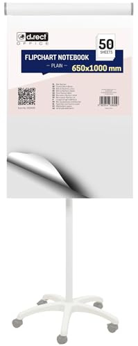 D.RECT Blocco Per Lavagna Di Carta Bianca 650x1000 mm - Blocco Flipchart 80 g/m², 50 Fogli, 5 Fori, Superficie Liscia - Ideale per Ufficio, Presentazioni e Casa