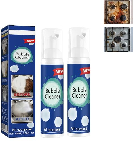 Bubble Cleaner Foam Spray, Rinse Free Cleaning Spray, Strong Kitchen Cleaner, for Range Hood/Oven/ots/Grill/Sink (2)