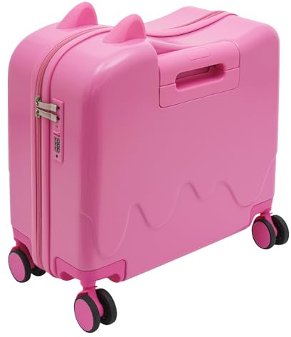 DCSYOG Hård resväska för barn, Hardside Ride on handbagage med 4 snurrhjul för flickor och pojkar, 37 l, handbagage med lösenordslås, Rosa, 45.5 x 23 x 43.5 cm, Modern