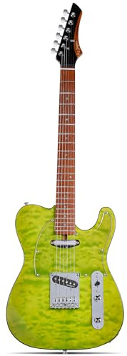 Leo Jaymz TL Electric Guitar - Ocean Maple Top, Mahogany Body, Maple Neck - Alnico V Pickups, Locking Tuners- Solid Choice for Beginners & Intermediate Players (Green Ocean)