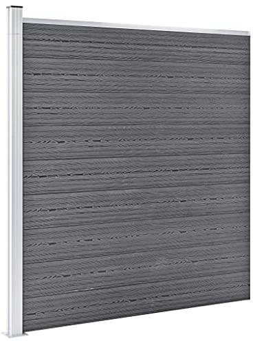 Emmtore Gartenzaun WPC Sichtschutzzaun Windschutzzaun Lamellenzaun Windschutz Sichtschutz Zaun Element Terrasse Garten 526x186 cm Grau