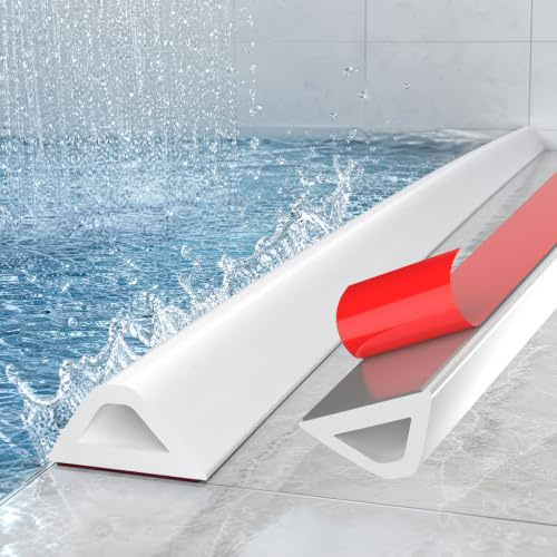 alophoty 250cm Schwallschutzleiste Dusche Selbstklebend Weiß - Silikon Wasserstopper Dusche Boden, Nass-Trocken-Trennung für Bad und Küche, Einfache Montage