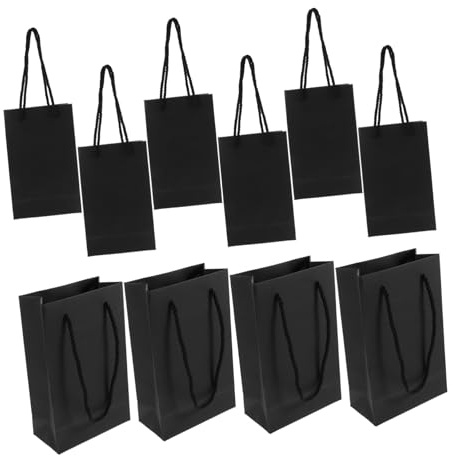 PartyKindom 10 Stück Schwarze Geschenktüten Stabil mit Griffen für Hochzeiten Partys und Praktischer Geschenkbeutel aus Papier