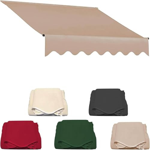 Klemmmarkise Sonnenschutz Ersatzstoff,Manuelle Einziehbare Ersatz Markisenbespannung,2.5m/2m/3.5m/3/4m,Hochdichtes Polyester 320 g/m²,Camel,3.5m