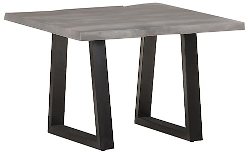 MNISDFL Mesa de centro con bordes de árbol, mesa de salón, mesa de centro para comedor interior, 60 x 60 x 40 cm, madera maciza de acacia