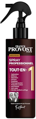 FRANCK PROVOST - Spray Professionnel Tout-en-1 - Thermoprotection & Soin Sans Rinçage - Hydratation, Brillance, Douceur, Démêlant - Tous Types De Cheveux - 190ml