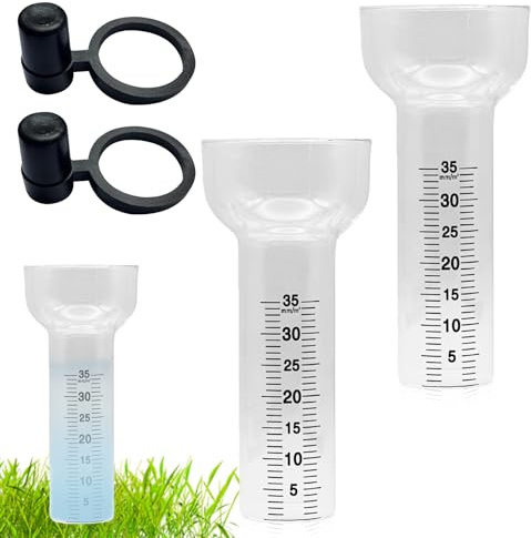 2 Stück Regenmesser Frostsicher, Regenmesser Ersatzglas für 1-35 mm Messungen mit Halterung, Regenmesser Glas, Rain Gauge, trichterförmige Regenmessgeräte für Gartenwasseranzeige im Freien für Regen