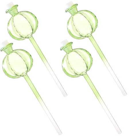 TOYANDONA Globe D’arrosage Cactus en Verre pour Plantes, Lot de 4, Vert | Verre Borosilicate Transparent, Arrosage Automatique, Décoratif, pour Pots et Bonsaïs, Hydratation Continue