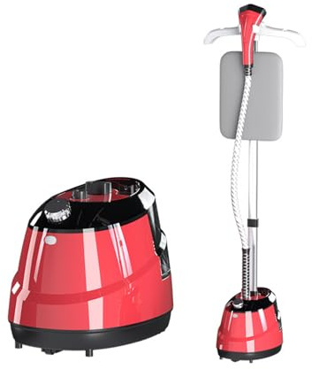 Vapor Vertical, 2000 W, vaporizador de ropa de pie, depósito de 2 litros, 3 modos de vapor, flujo de vapor 40 g/min,plano/suspensión,varillas retráctiles,elimina 99,99% de impurezas (rojo)