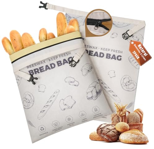 YARRAMATE Brödpåsar av bivax, linne, för surdegsbröd, fryssäkra och återanvändbara (43x33 cm, 2-pack) (Lila)
