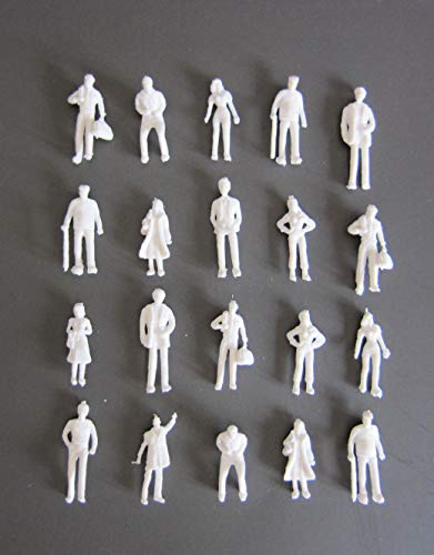 100 x Modell Figuren, weiß unbemalt, für Modellbau 1:75, Modelleisenbahn Spur 00