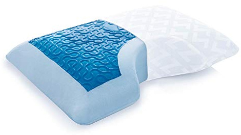 MALOUF Z Side Sleeper Shoulder Cutout Dough Memory Foam Pillow with Liquid Gel Layer-Queen, Blue