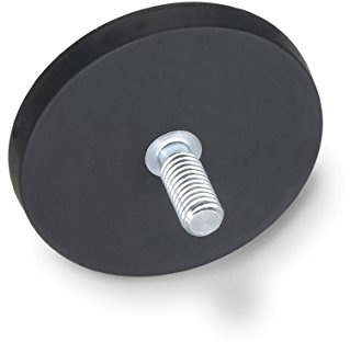 Ganter Normelemente | Haltemagnete mit Gewindezapfen und Gummiummantelung - GN 51.3-ND-66-SW | Neodym, Eisen, Bor | 1 Stück