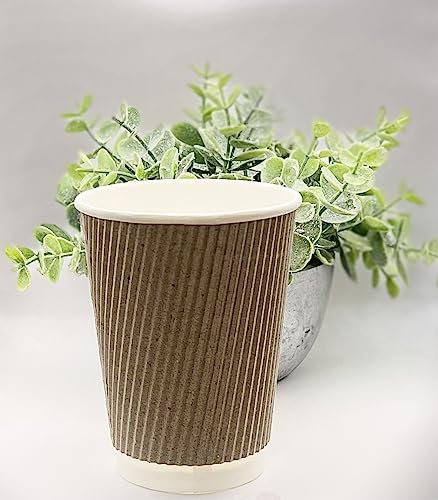 We Can Source It Ltd - 200 x 8oz Ripple Brown Kraft Paper Cups - Strong 3-PLY Disposable Insulated Coffee Cups - Leak-Proof Recyclable Drinking Cups for Hot Drinks, Tea, Coffee and Beverages